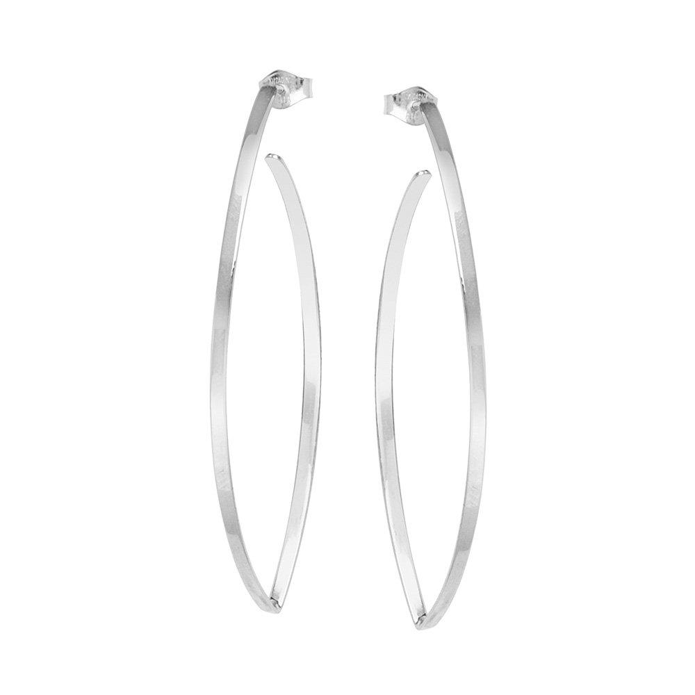 14K White Gold Flat Front Marquise Hoop Earrings | Avie Fine Jewelry