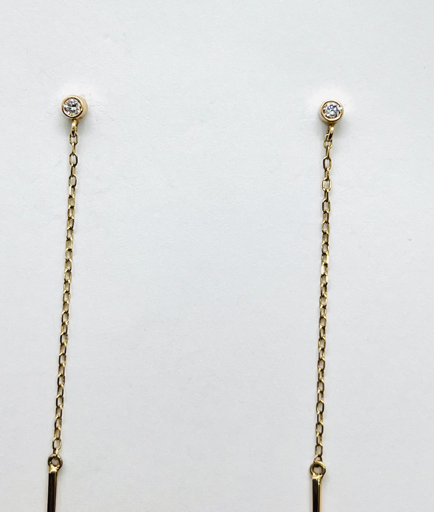 14K Gold Diamond Chain Earrings