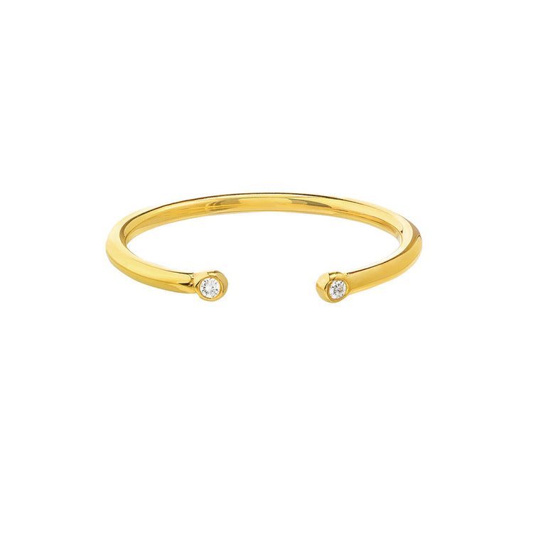 14K Gold Two Diamond Open Cuff Stacking Ring