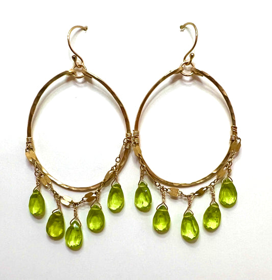 Genuine Peridot Gold Hoop Chandelier Earrings | Avery Blake Jewelry