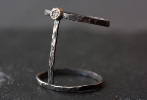 Oxidized Sterling Silver Diamond Cuff Ring