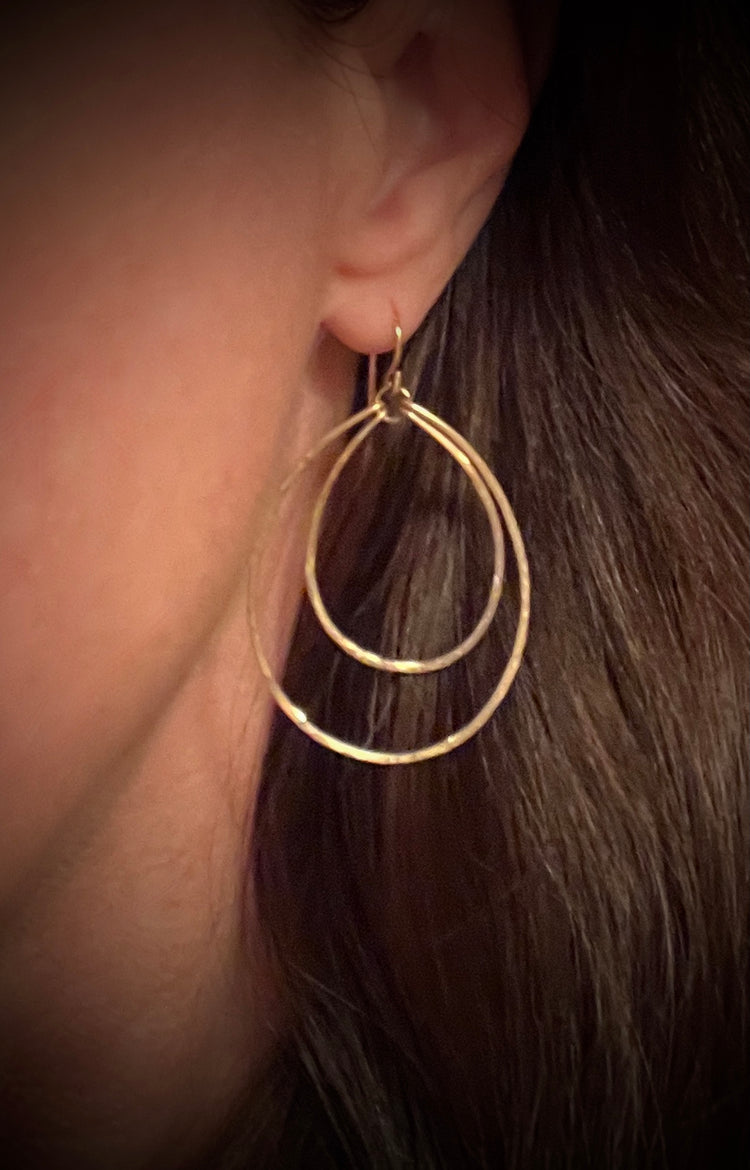 Double Gold Hammered Hoop Earrings | Avery Blake Jewelry
