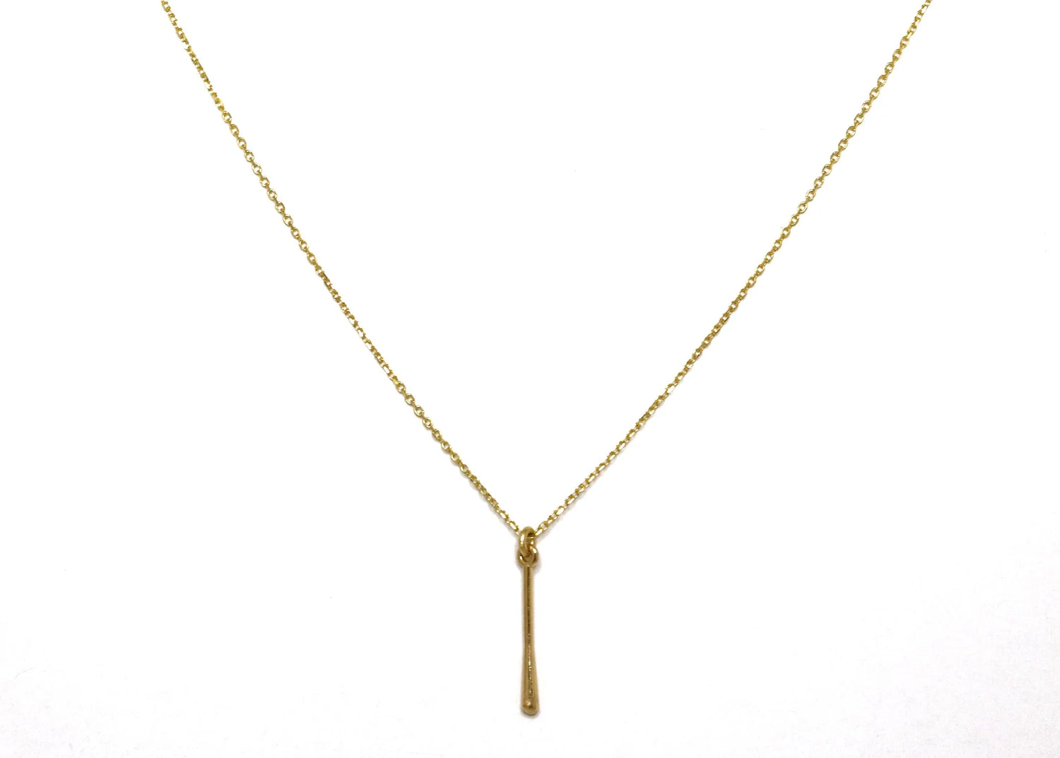 14K Gold Tiny Vertical Bar Necklace