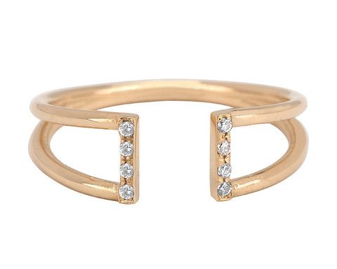 14K Gold Diamond Buckle Ring