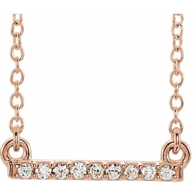 14K Rose Gold Tiny Horizontal Diamond Bar Necklace | AVIE Fine Jewelry