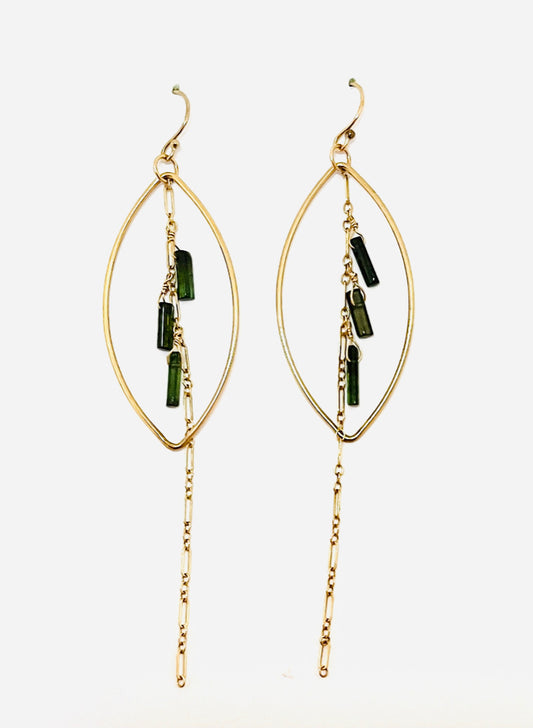 Genuine Green Tourmaline Crystal Earrings | Avery Blake Jewelry
