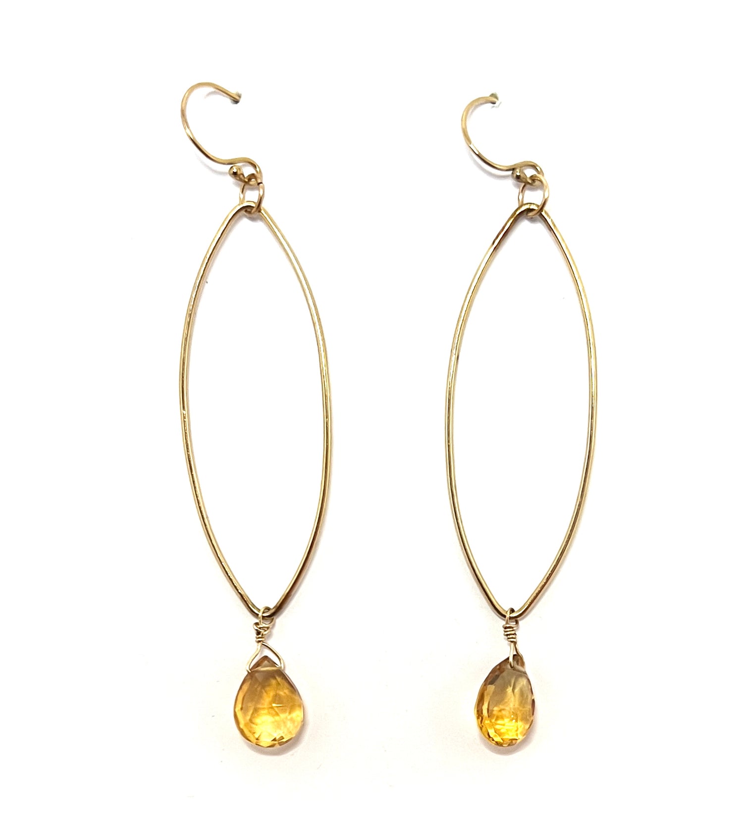Genuine Citrine and Gold Hoop Dangle Earrings | Avery Blake Jewelry