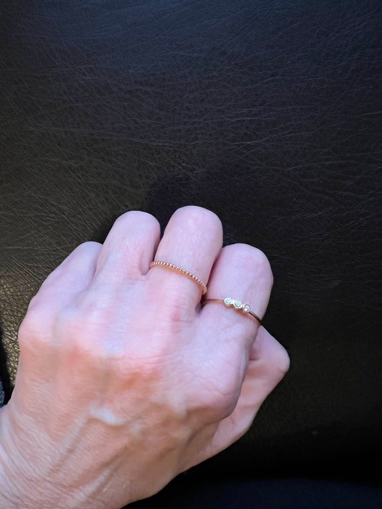 14K Gold Beaded Thin Ring
