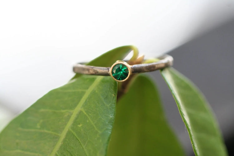 Blackened Sterling Silver Emerald Ring