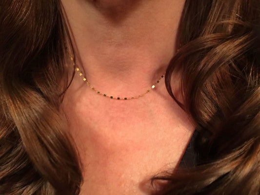 14K Gold Sequin Chain Necklace | AVIE Fine Jewelry