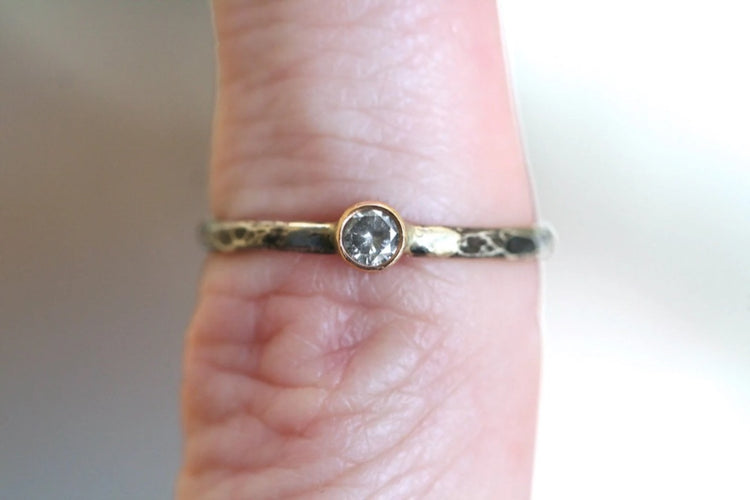 Blackened Sterling Silver Diamond Ring
