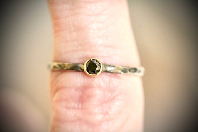 Blackened Sterling Silver Black Diamond Ring