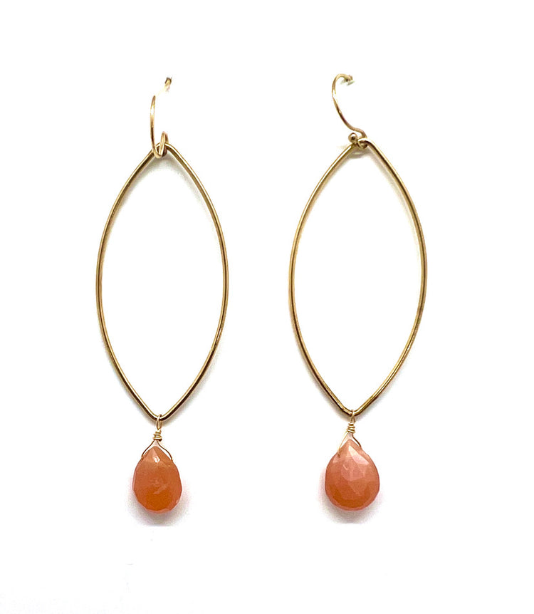 Peach Moonstone Gold Drop Earrings | Avery Blake Jewelry