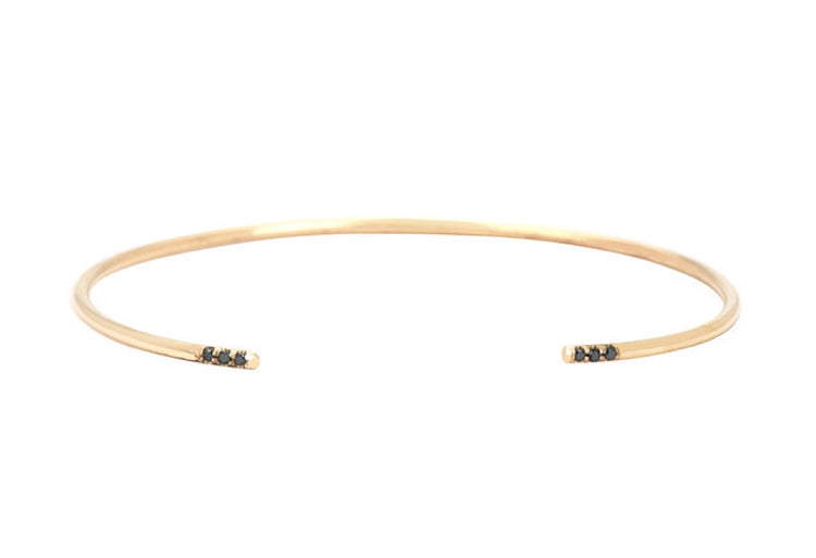 14K Gold Black Diamond Cuff Bracelet