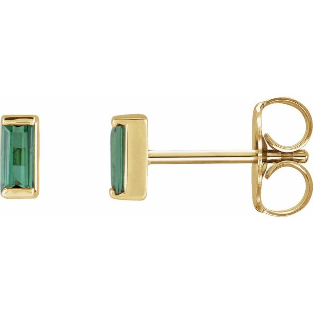 14K Gold Green Tourmaline Baguette Stud Earrings | AVIE Fine Jewelry