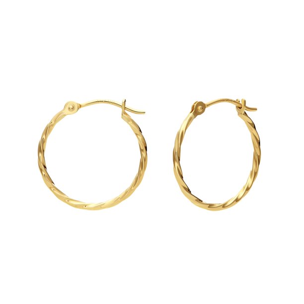 14K Gold Small Twisted and Thin Hoop Earrings
