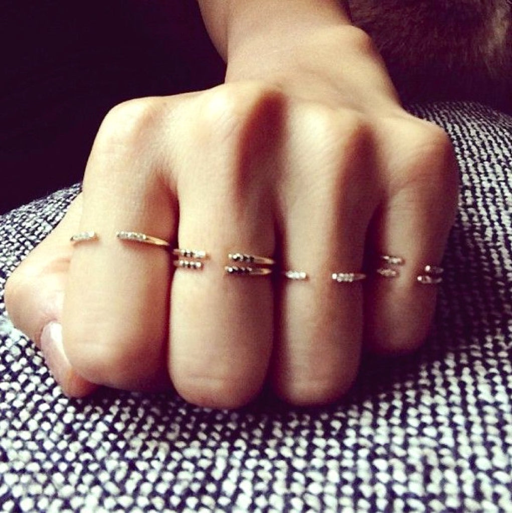 14K Gold Diamond Open Cuff Stacking Ring | AVIE Fine Jewelry