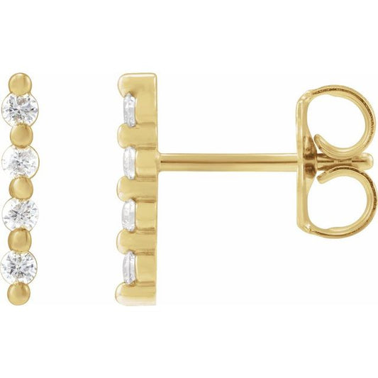 14K Gold Diamond Accented Bar Stud Earrings | AVIE Fine Jewelry