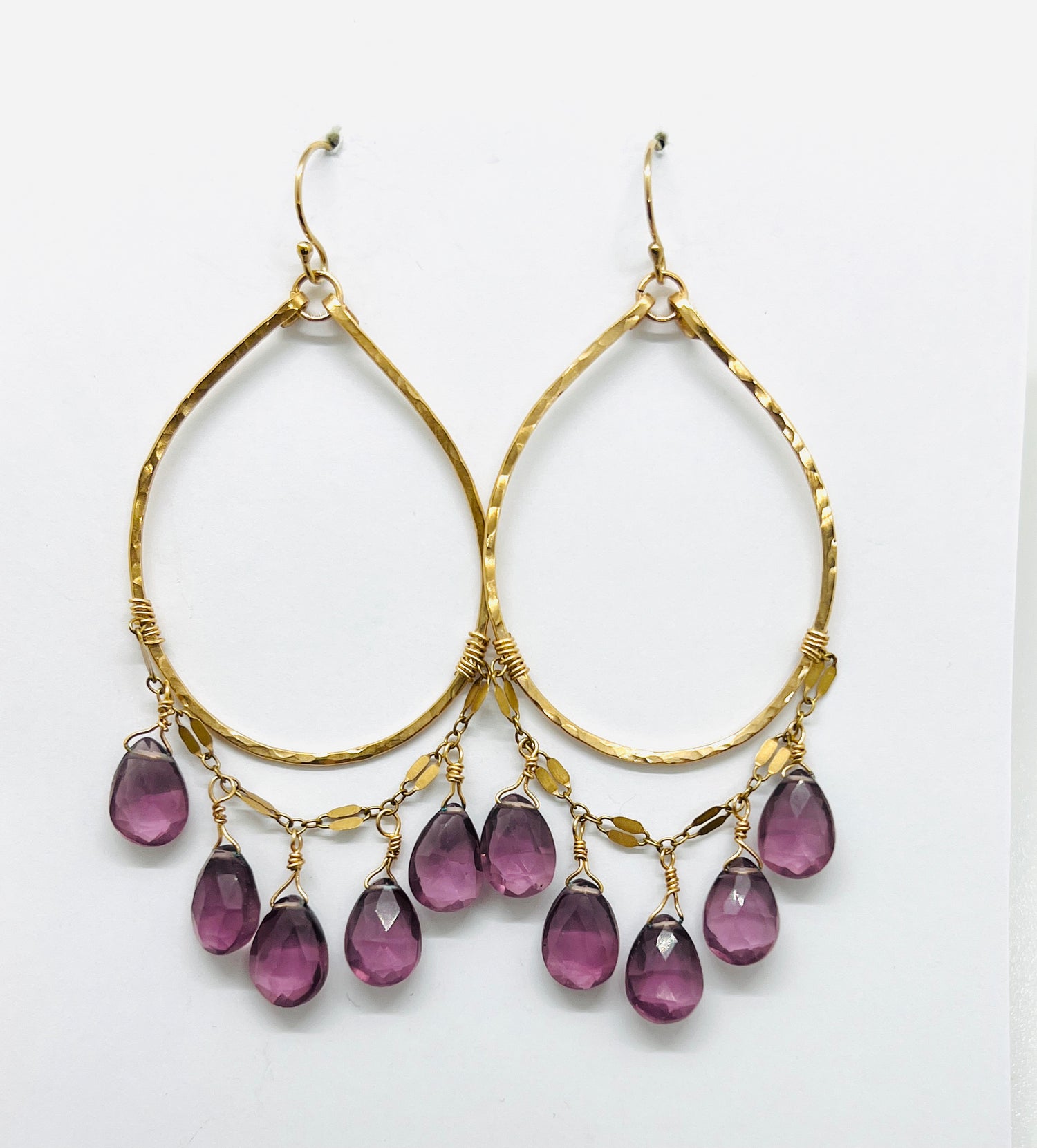 Plum Quartz Chandelier Hoop Earrings | Avery Blake Jewelry