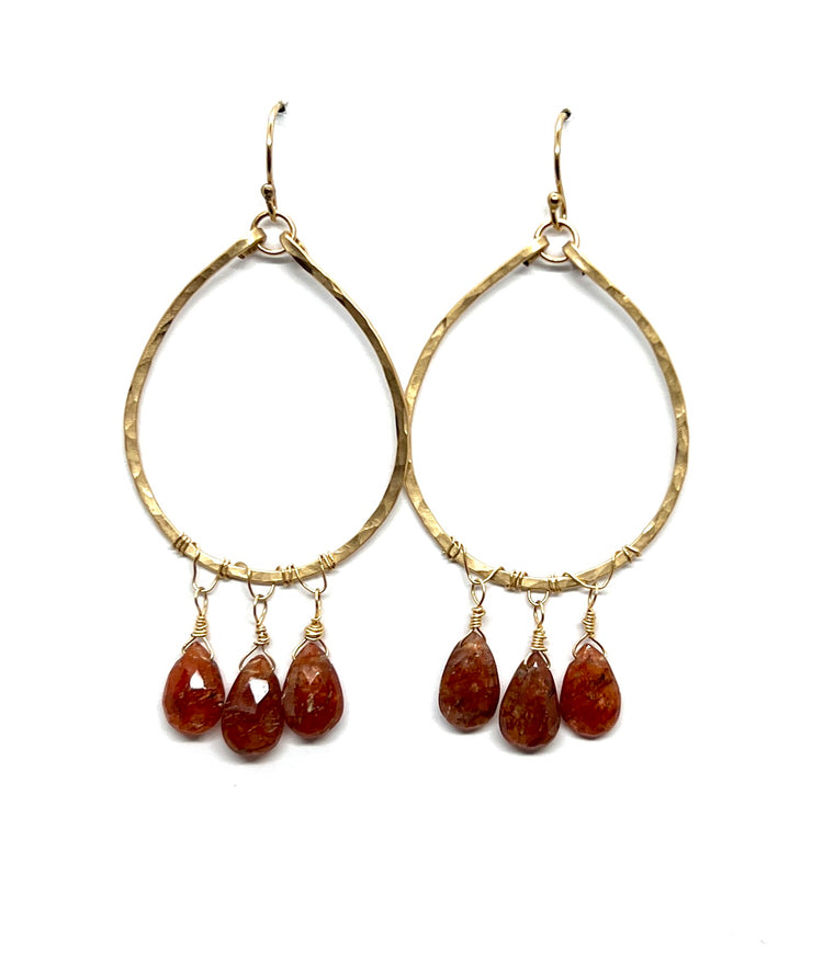 Rutilated Orange Quartz Gold Drop Earrings | Avery Blake Jewelry