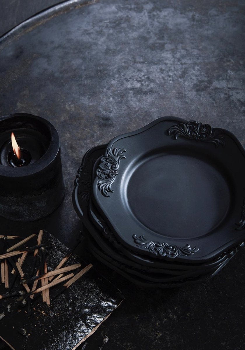 Baroque Matte Black Ring Dish | Candle Plate | Le Stryge