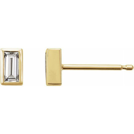 14K Gold Baby Baguette Diamond Stud Earrings | Avie Fine Jewelry