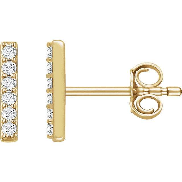 14K Gold Diamond Bar Stud Earrings | Avie Fine Jewelry