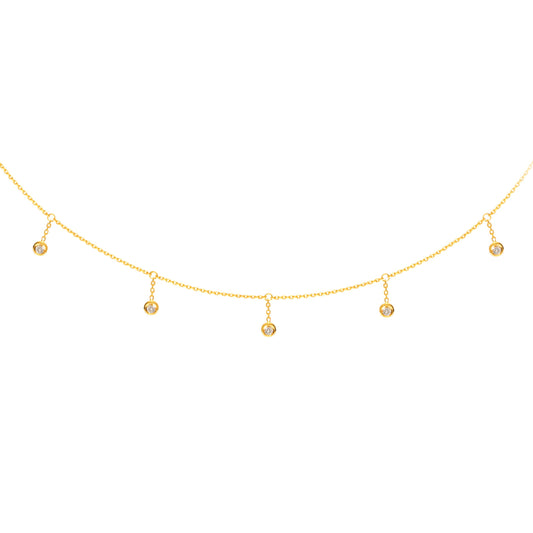 14K Gold Diamond Dangle Choker Necklace | Avie Fine Jewelry