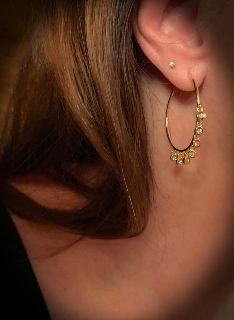 14K Gold Diamond Dangle Shaker Hoop Earrings | Avie Fine Jewelry