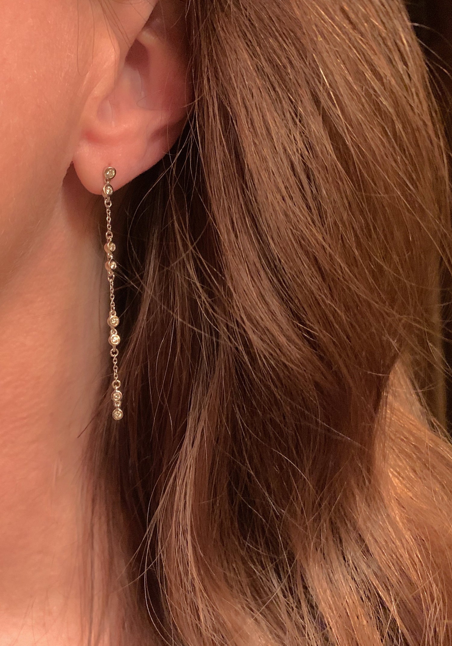 14K Gold Diamond Chain Drop Stud Earrings | Avie Fine Jewelry