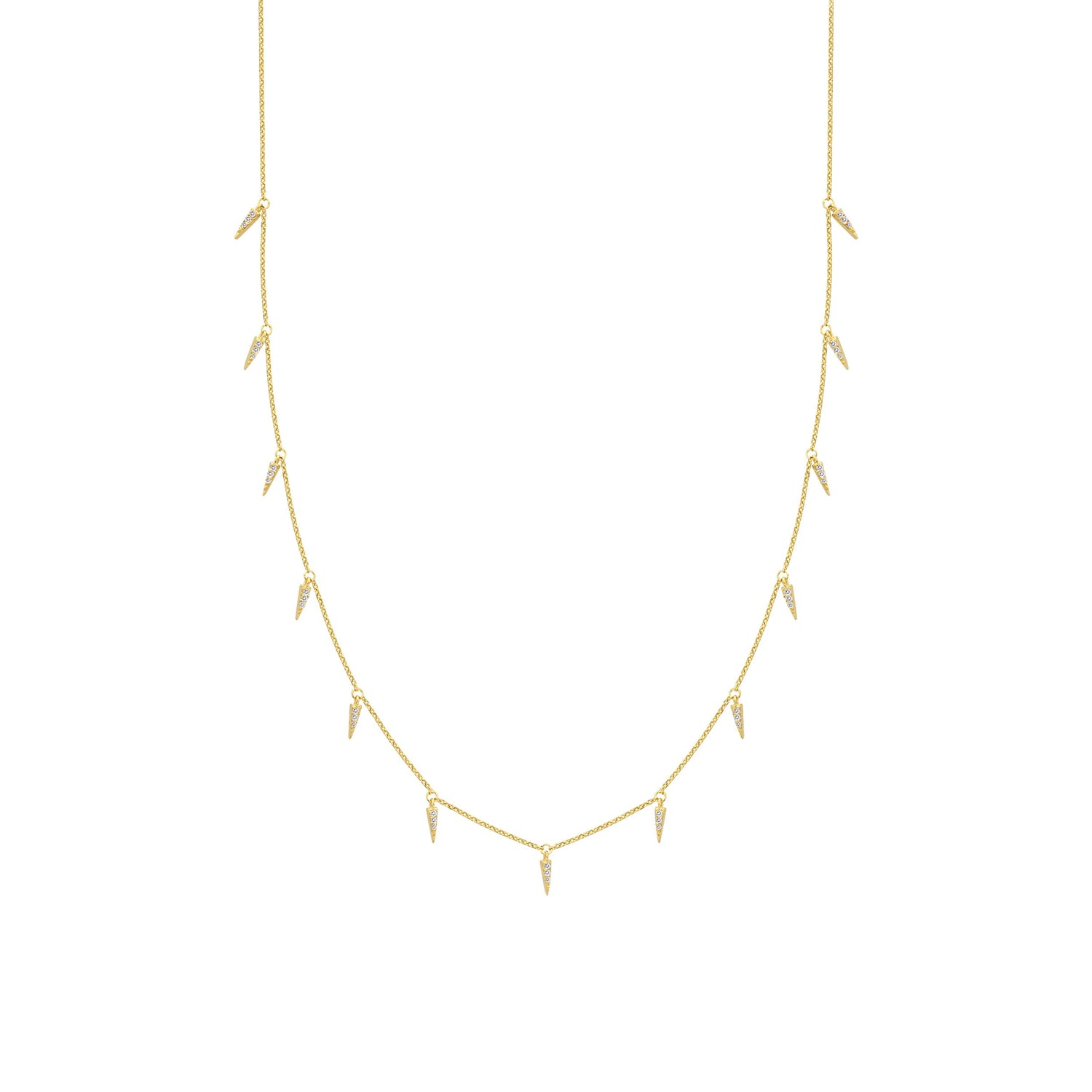 14K Gold Diamond Spike Dangles Station Necklace | Avie Fine Jewelry