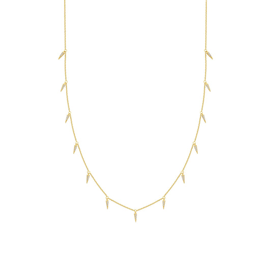 14K Gold Diamond Spike Dangles Station Necklace | Avie Fine Jewelry