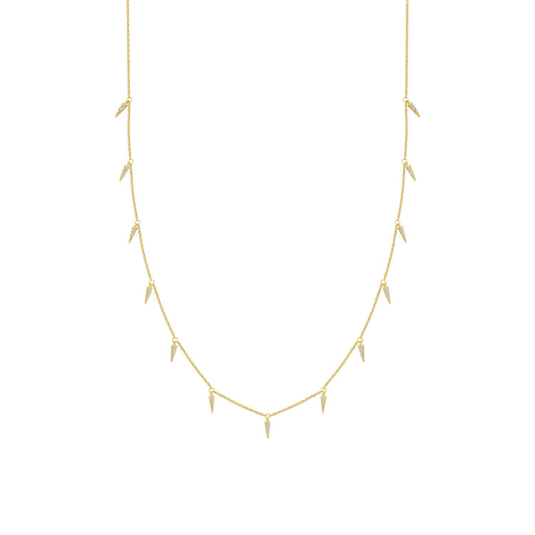 14K Gold Diamond Spike Dangles Station Necklace | Avie Fine Jewelry