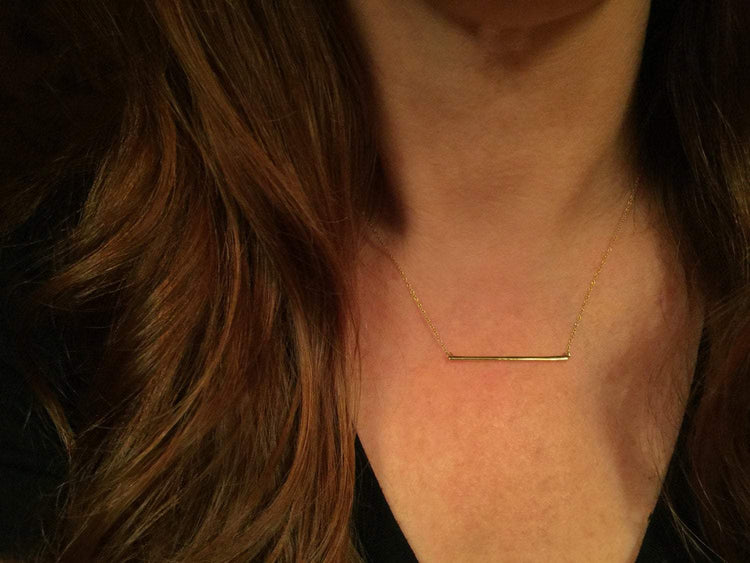 14K Gold Thin Bar Necklace | Avie Fine Jewelry