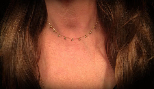 14K Gold Nine Diamond Dangles Necklace | Avie Fine Jewelry