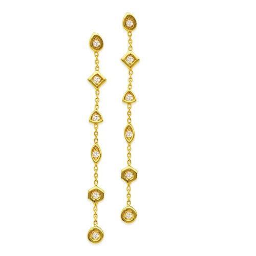14K Gold Geometric Diamond Station Chain Earrings | Avie Fine Jewelry