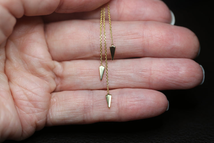 114K Gold Post Spike Chain Earring Backs  | Avie Fine Jewelry