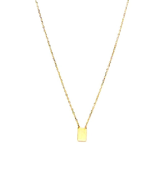 14K Gold Rectangle Tag Necklace | AVIE Fine Jewelry