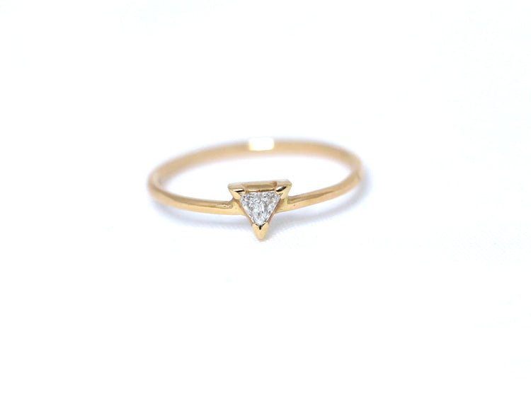 14K Gold Diamond Triangle Ring | AVIE Fine Jewelry
