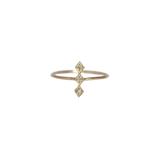 14K Gold Three Diamond Vertical Bar Ring | AVIE Fine Jewelry