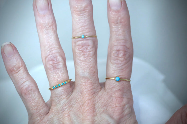 Tiny 14K Gold Gemstone Stacking Rings | Turquoise | AVIE Fine Jewelry