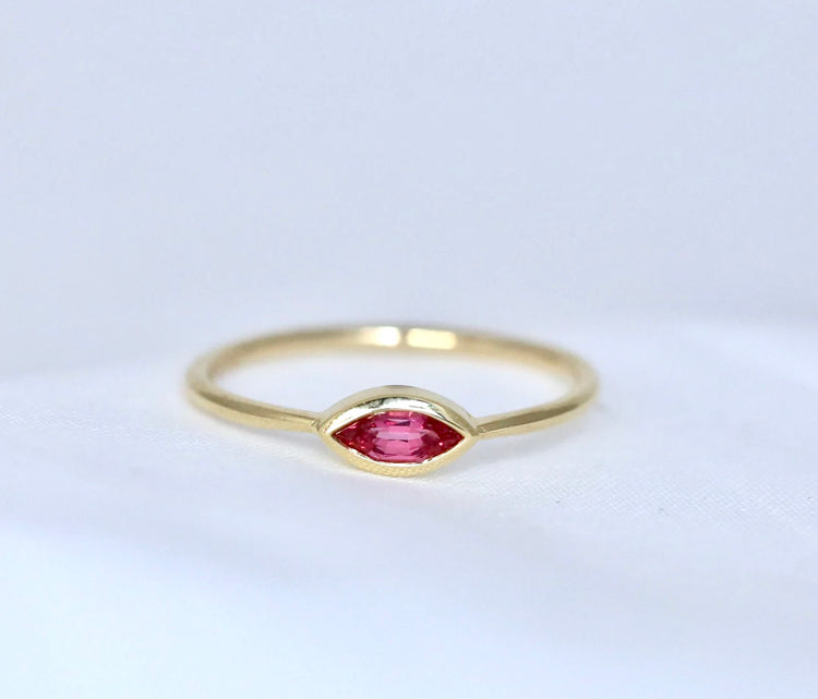 14K Gold Marquise Pink Spinel Ring | AVIE Fine Jewelry