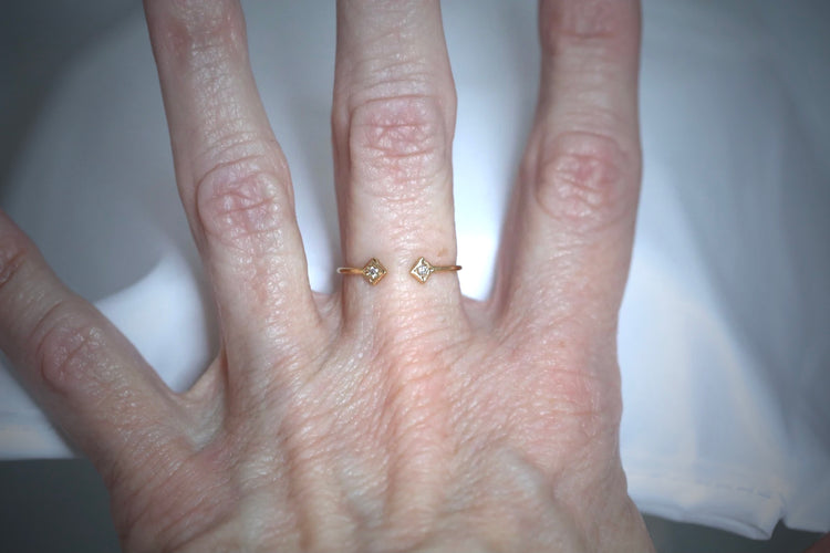 14K Gold Diamond Open Cuff Ring | AVIE Fine Jewelry