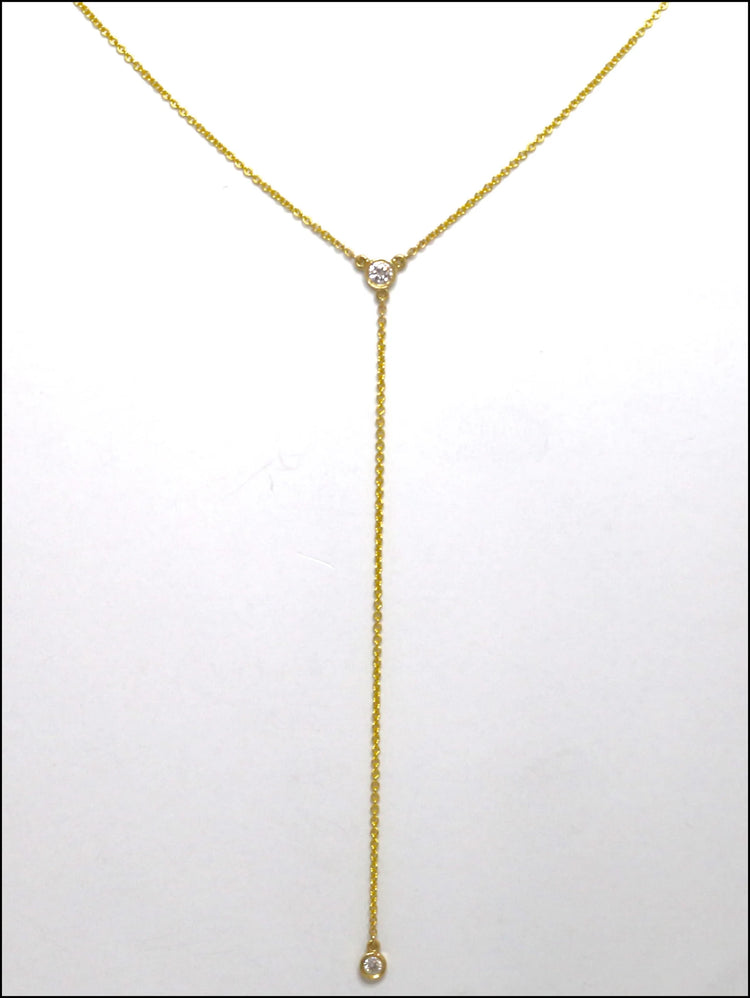 14K Gold Double Diamond Lariat Y Necklace | AVIE Fine Jewelry