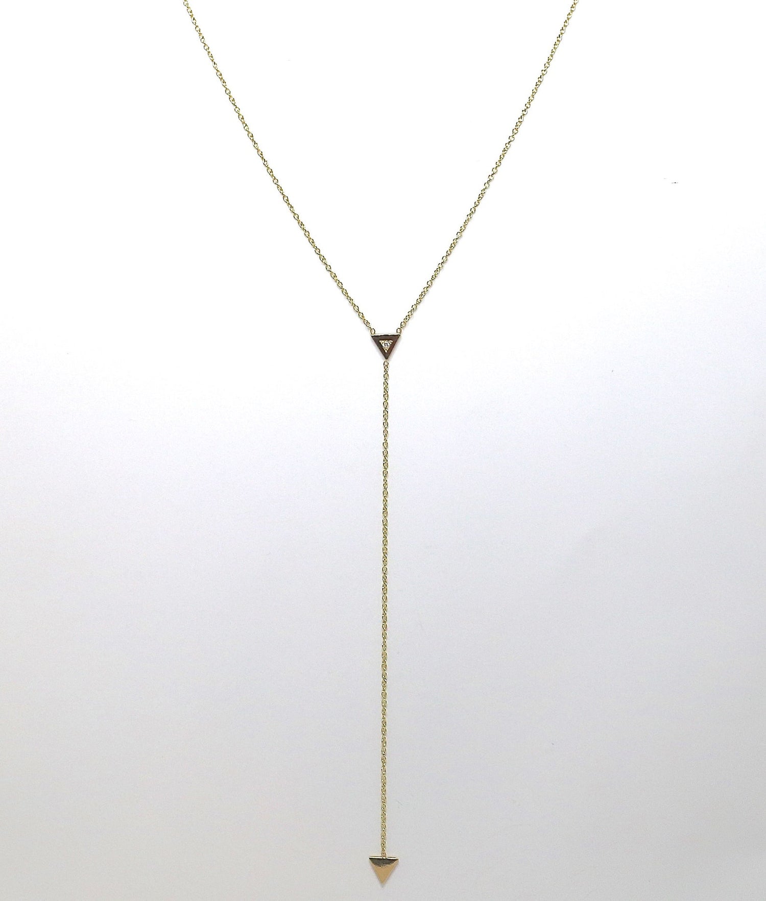 14K Gold Diamond Triangle Lariat Y Necklace | AVIE Fine Jewelry