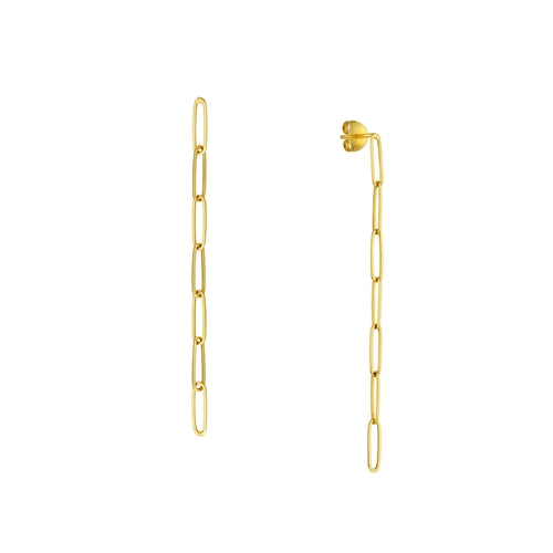 Long 14K Gold Paperclip Chain Earrings | AVIE Fine Jewelry