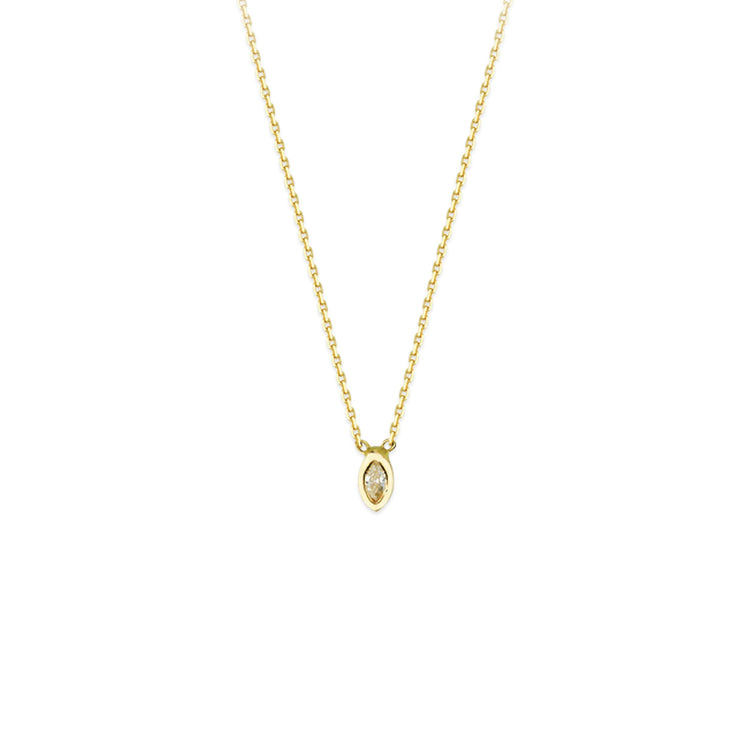 14K Gold Tiny Marquise Diamond Solitaire Necklace | Avie Fine Jewelry