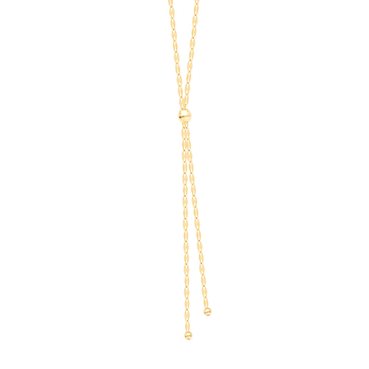 14K Gold Tiny Bead and Sequin Lariat Y Necklace | AVIE Fine Jewelry