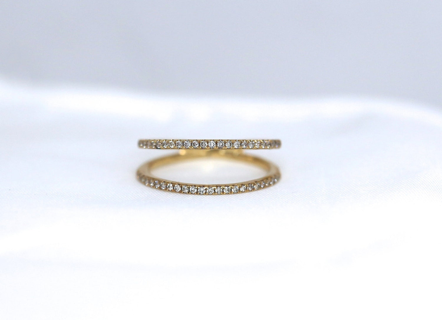 14K Gold Pave Double Band Diamond Ring | Avery Blake Jewelry