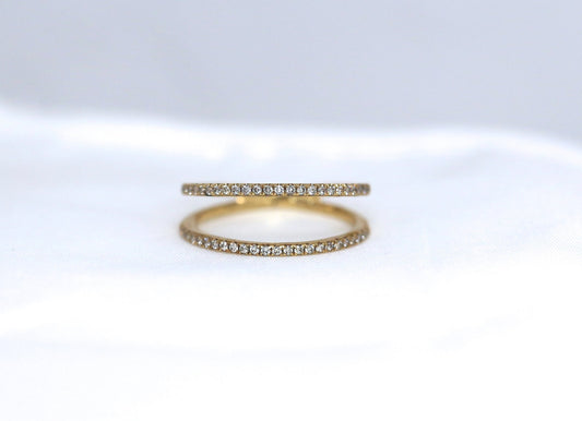14K Gold Pave Double Band Diamond Ring | Avery Blake Jewelry